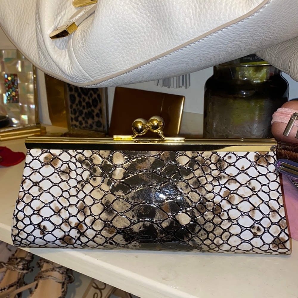 Depeche Faux Snake Skin Clutch